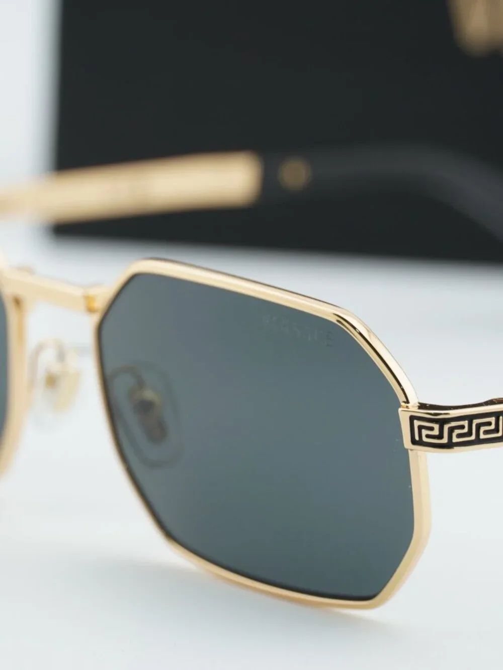 Versace VE2297 100287 Rectangle Sunglasses – Gold / Dark Grey